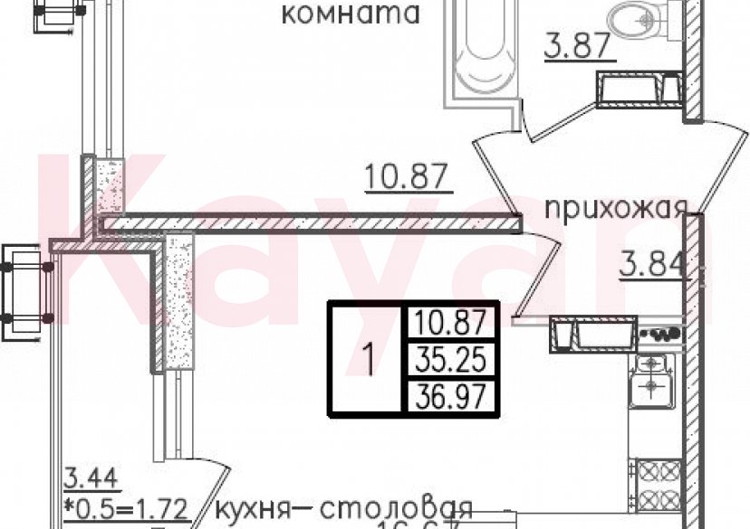 Продажа 2-комн. квартиры, 35.25 кв.м фото 0