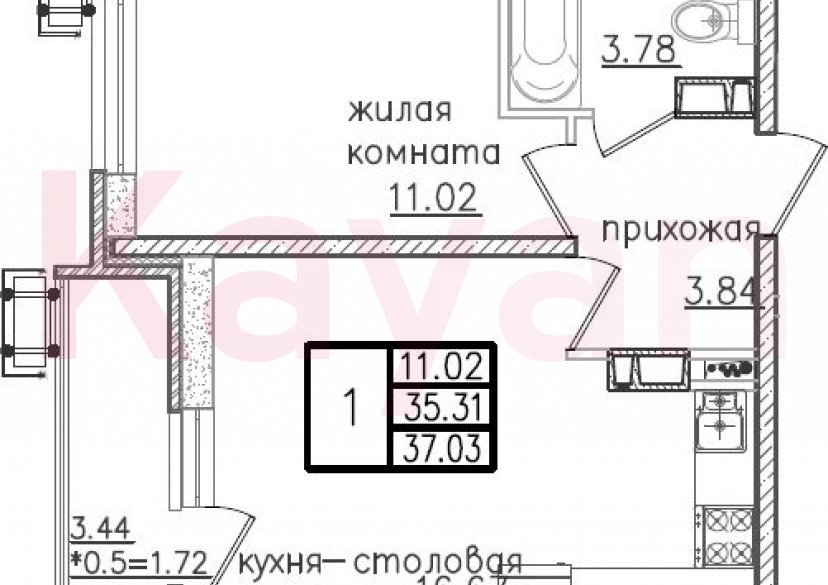 Продажа 2-комн. квартиры, 35.31 кв.м фото 0