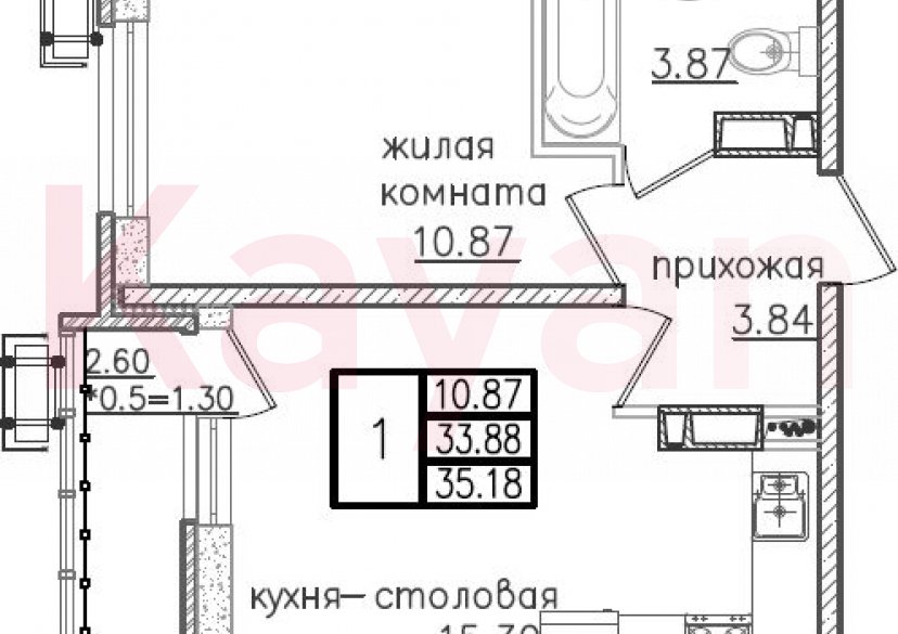 Продажа 2-комн. квартиры, 33.88 кв.м фото 0