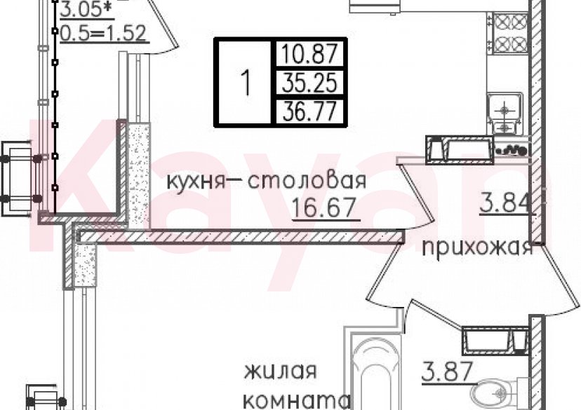 Продажа 2-комн. квартиры, 35.25 кв.м фото 0