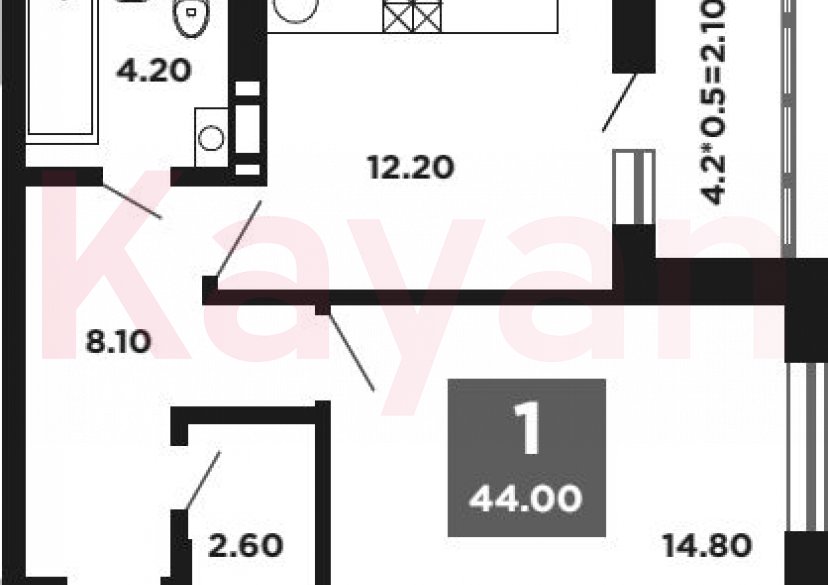 Продажа 1-комн. квартиры, 41.9 кв.м фото 0