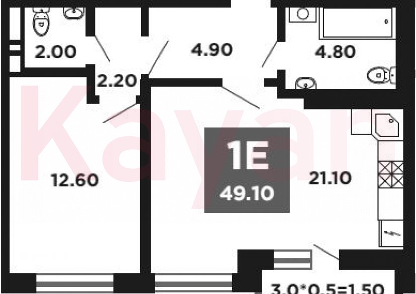 Продажа 2-комн. квартиры, 47.6 кв.м фото 0