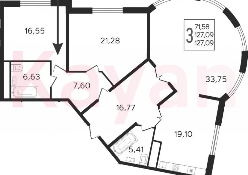 Продажа 4-комн. квартиры, 127.09 кв.м фото 0