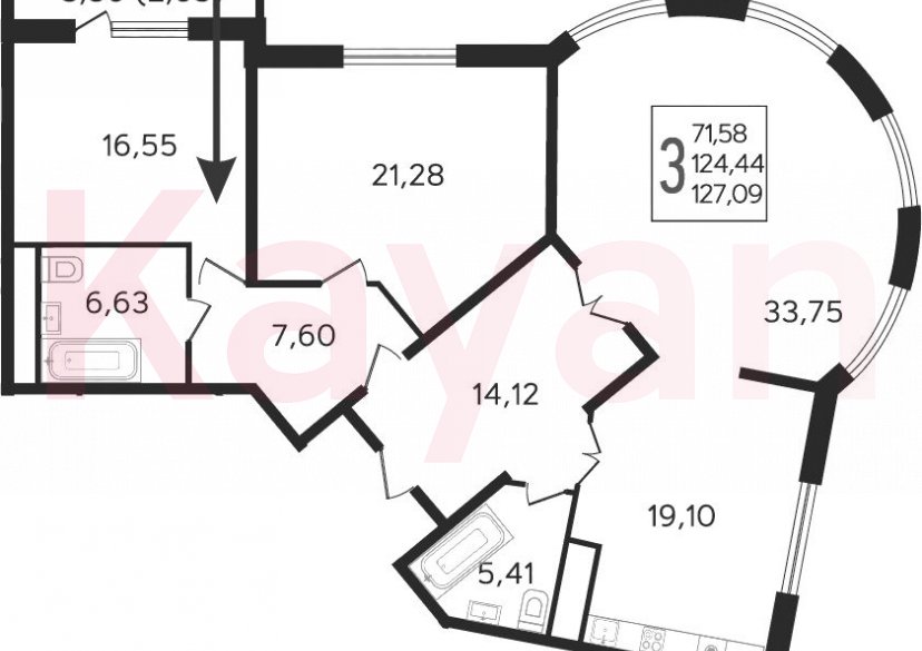 Продажа 4-комн. квартиры, 124.44 кв.м фото 0