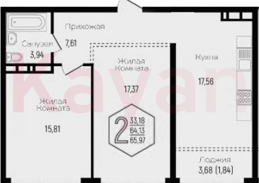 Продажа 3-комн. квартиры, 62.29 кв.м фото 0