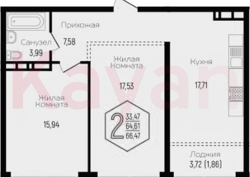 Продажа 3-комн. квартиры, 62.75 кв.м фото 0