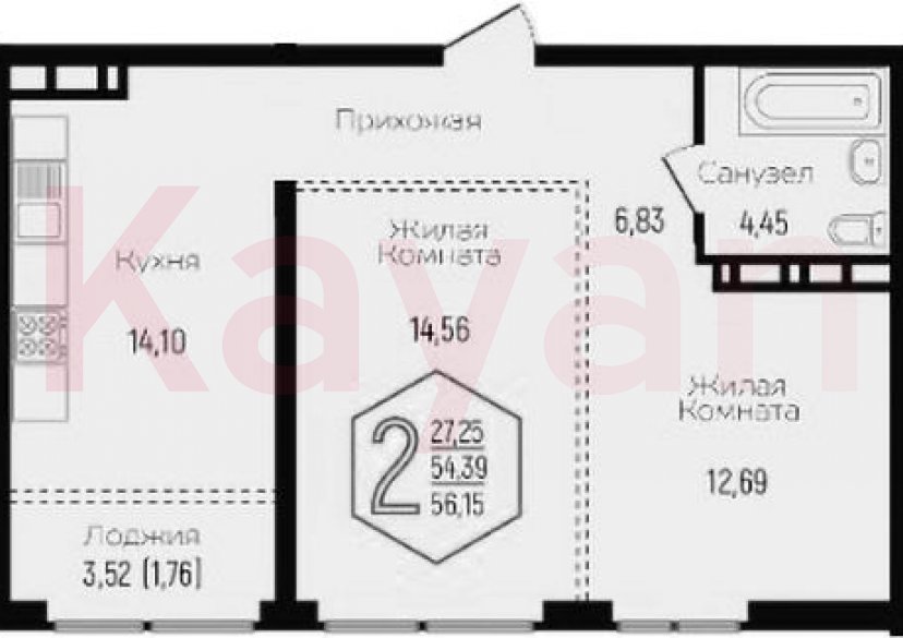 Продажа 2-комн. квартиры, 52.63 кв.м фото 0