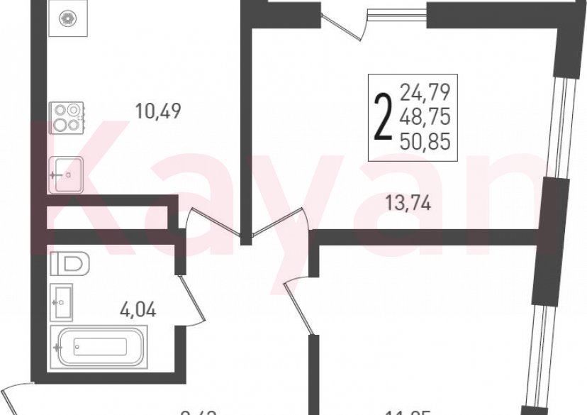 Продажа 2-комн. квартиры, 48.75 кв.м фото 0