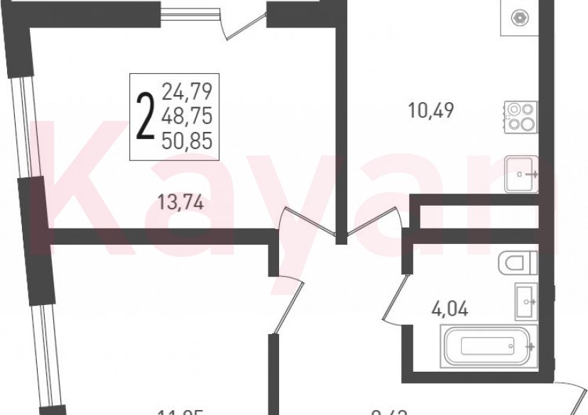 Продажа 2-комн. квартиры, 48.75 кв.м фото 0