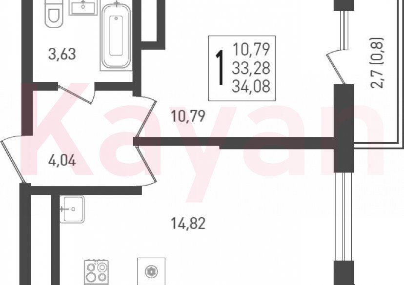 Продажа 1-комн. квартиры, 33.28 кв.м фото 0