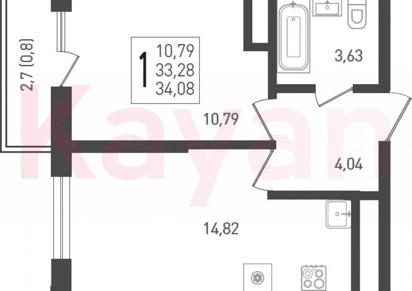 Продажа 1-комн. квартиры, 33.28 кв.м фото 0