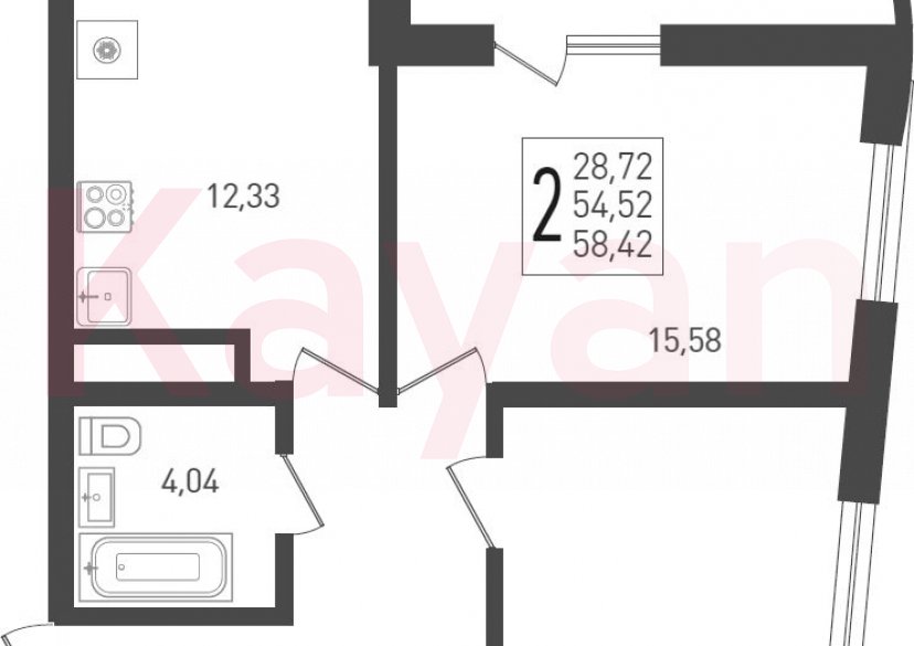 Продажа 2-комн. квартиры, 54.52 кв.м фото 0