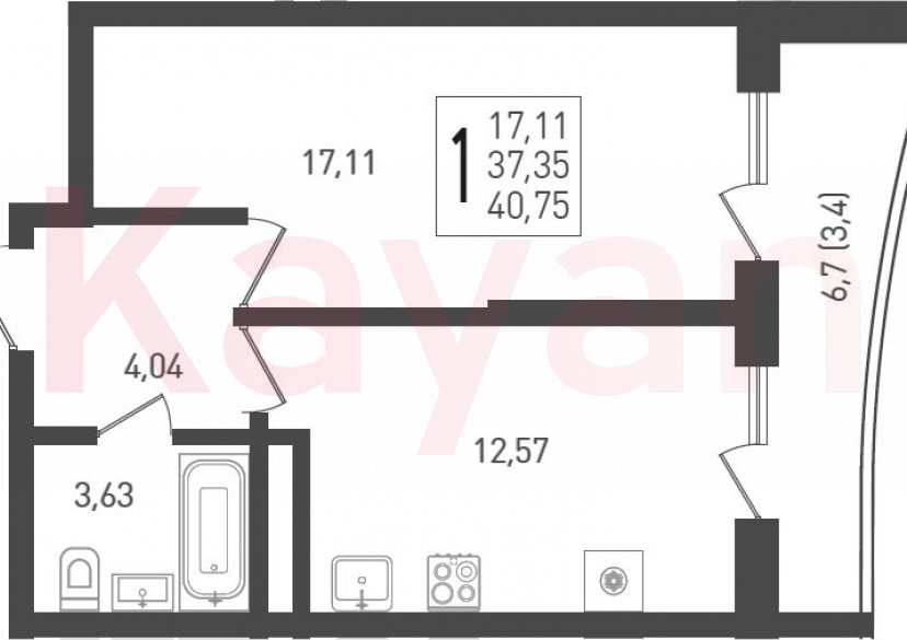 Продажа 1-комн. квартиры, 37.35 кв.м фото 0