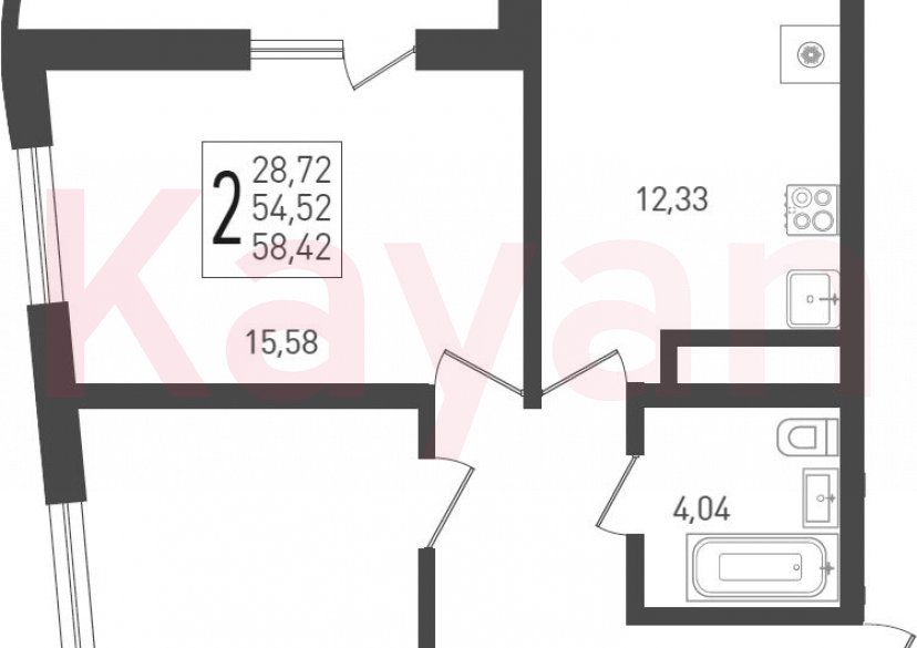 Продажа 2-комн. квартиры, 54.52 кв.м фото 0