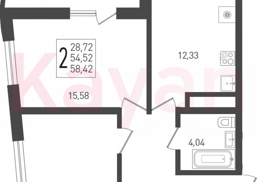 Продажа 2-комн. квартиры, 54.52 кв.м фото 0