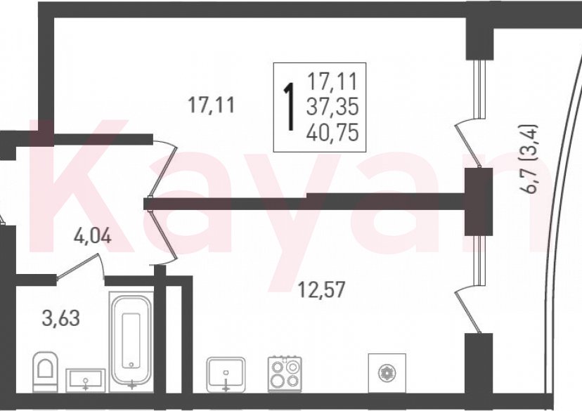 Продажа 1-комн. квартиры, 37.35 кв.м фото 0