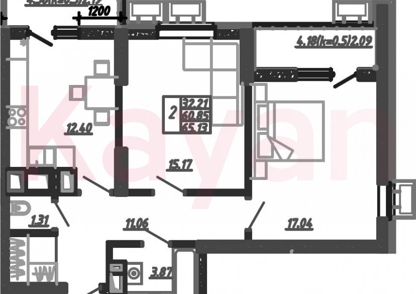 Продажа 2-комн. квартиры, 60.85 кв.м фото 0