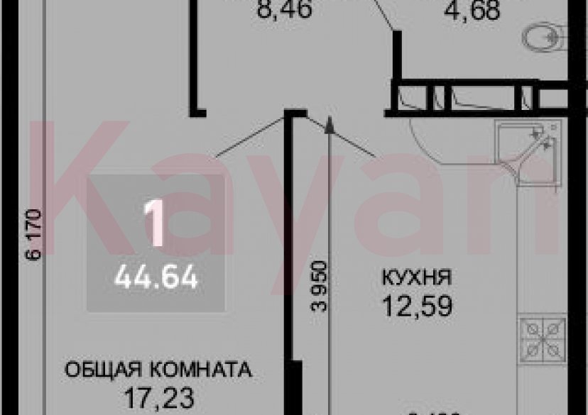 Продажа 1-комн. квартиры, 42.96 кв.м фото 0