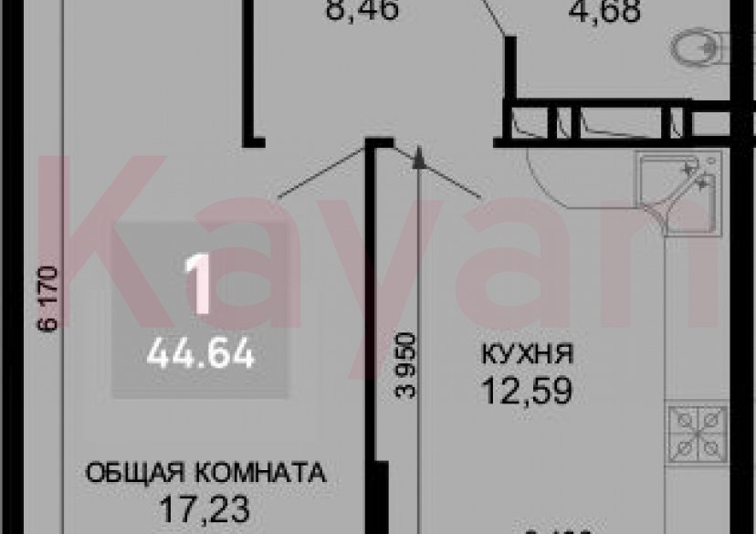 Продажа 1-комн. квартиры, 42.96 кв.м фото 0