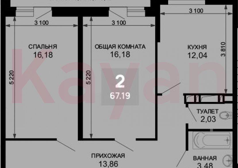 Продажа 2-комн. квартиры, 63.77 кв.м фото 0