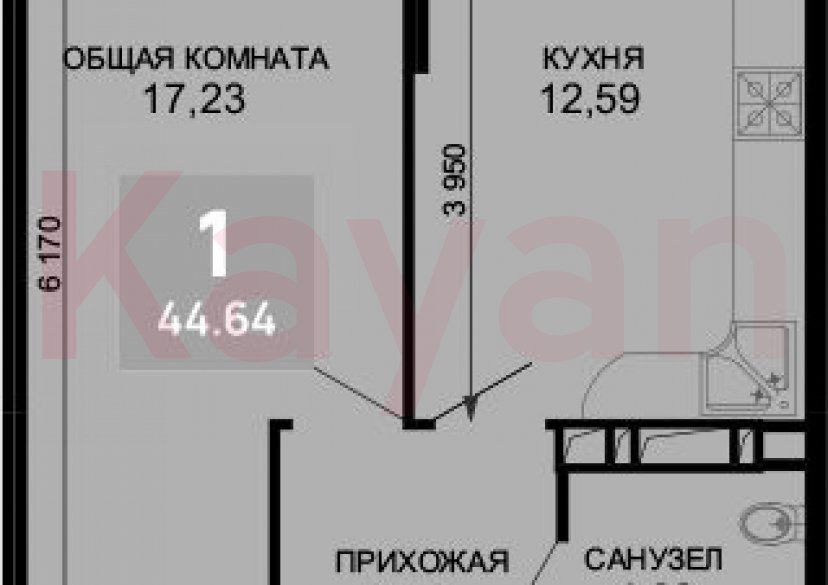 Продажа 1-комн. квартиры, 42.96 кв.м фото 0