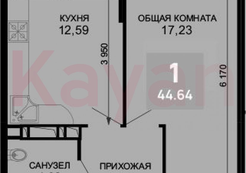 Продажа 1-комн. квартиры, 42.96 кв.м фото 0