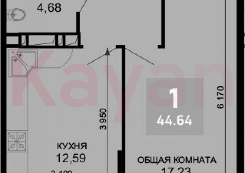 Продажа 1-комн. квартиры, 42.96 кв.м фото 0