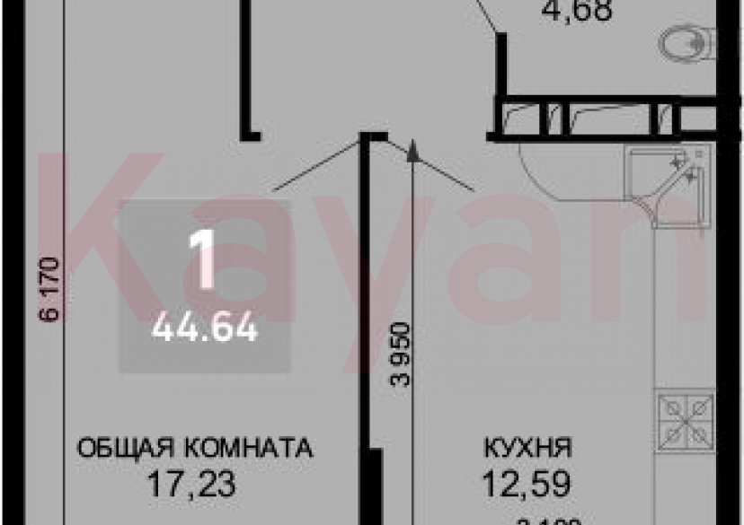 Продажа 1-комн. квартиры, 42.96 кв.м фото 0