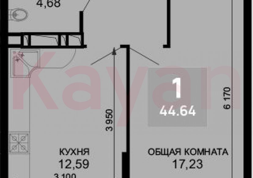 Продажа 1-комн. квартиры, 42.96 кв.м фото 0