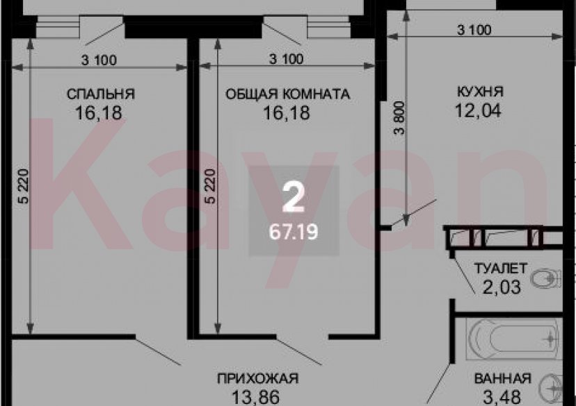 Продажа 2-комн. квартиры, 63.77 кв.м фото 0