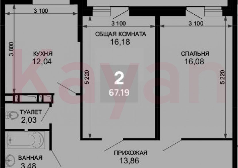 Продажа 2-комн. квартиры, 63.77 кв.м фото 0