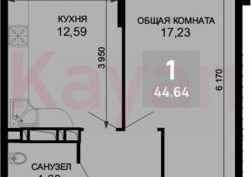 Продажа 1-комн. квартиры, 42.96 кв.м фото 0