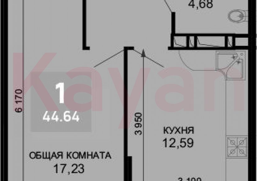 Продажа 1-комн. квартиры, 42.96 кв.м фото 0