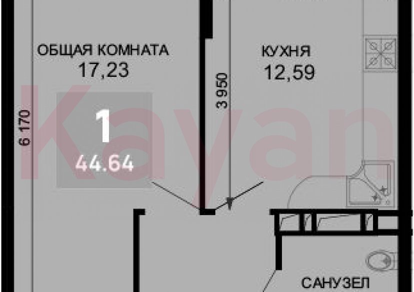 Продажа 1-комн. квартиры, 42.96 кв.м фото 0