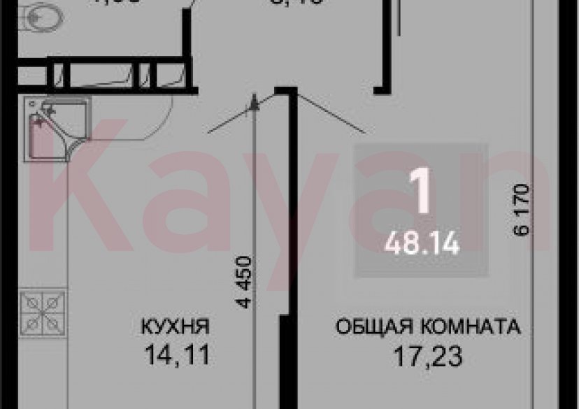 Продажа 1-комн. квартиры, 44.48 кв.м фото 0