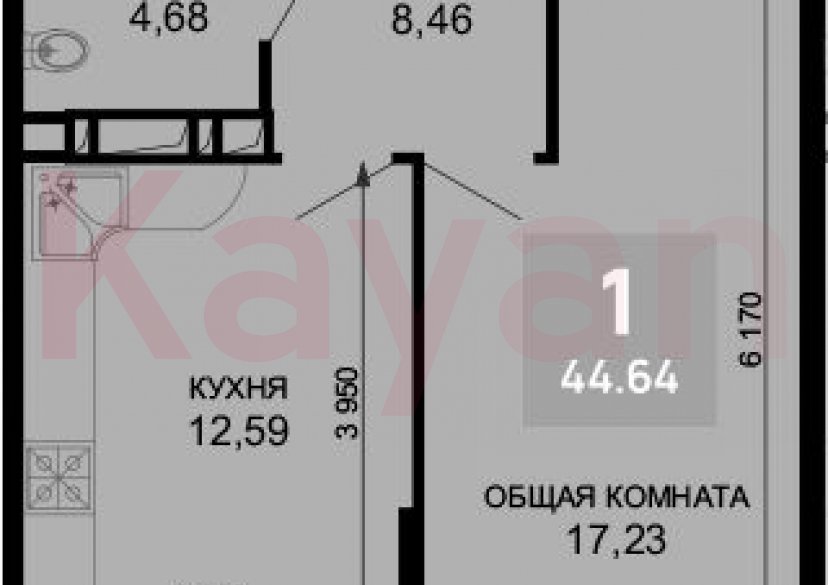 Продажа 1-комн. квартиры, 42.96 кв.м фото 0