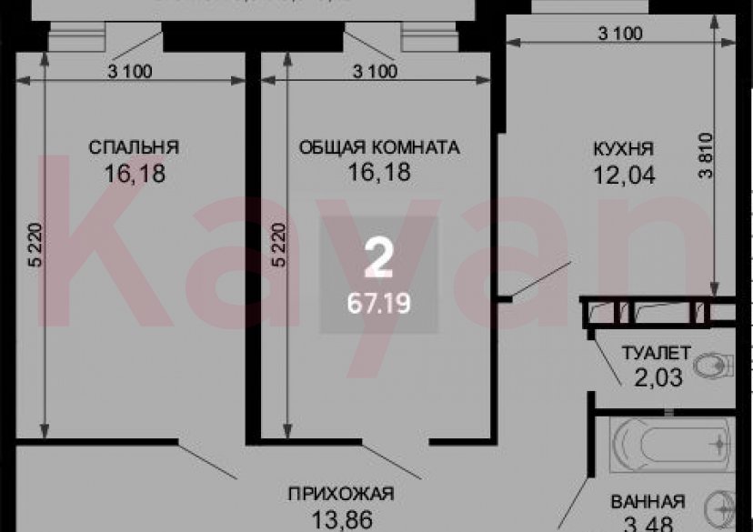 Продажа 2-комн. квартиры, 63.77 кв.м фото 0