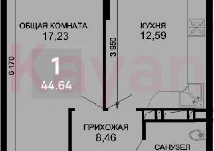 Продажа 1-комн. квартиры, 42.96 кв.м фото 0