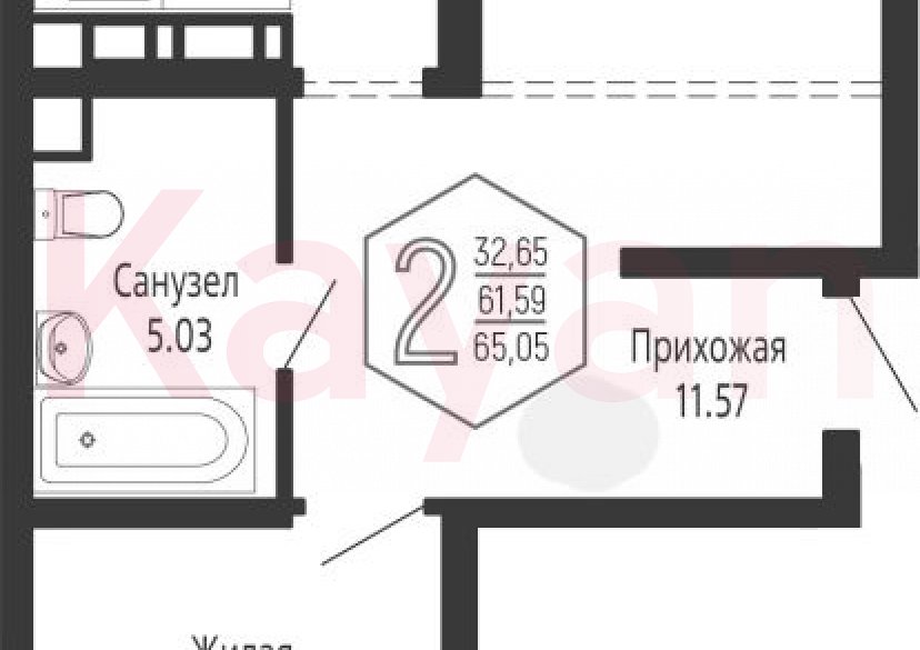 Продажа 2-комн. квартиры, 61.59 кв.м фото 0