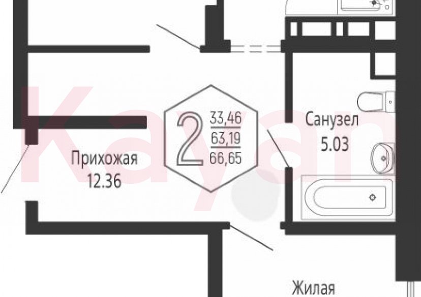 Продажа 2-комн. квартиры, 63.19 кв.м фото 0