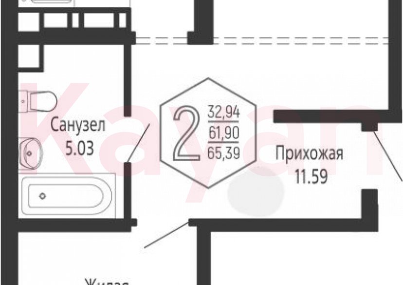 Продажа 2-комн. квартиры, 61.9 кв.м фото 0