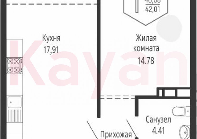 Продажа 1-комн. квартиры, 40.08 кв.м фото 0