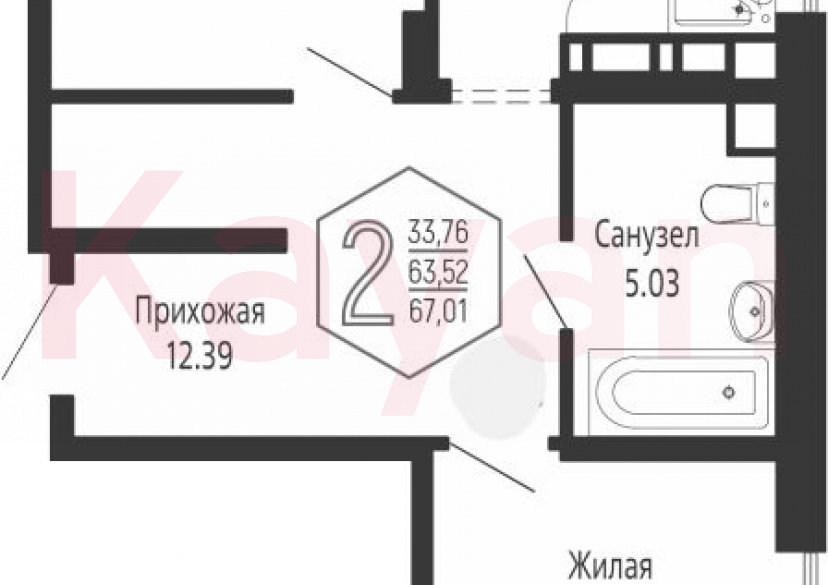 Продажа 2-комн. квартиры, 63.52 кв.м фото 0