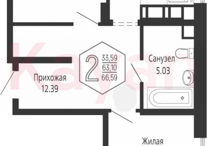 Продажа 2-комн. квартиры, 63.1 кв.м фото 0