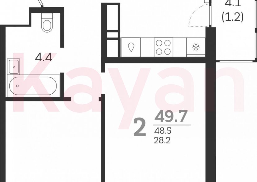 Продажа 2-комн. квартиры, 48.5 кв.м фото 0