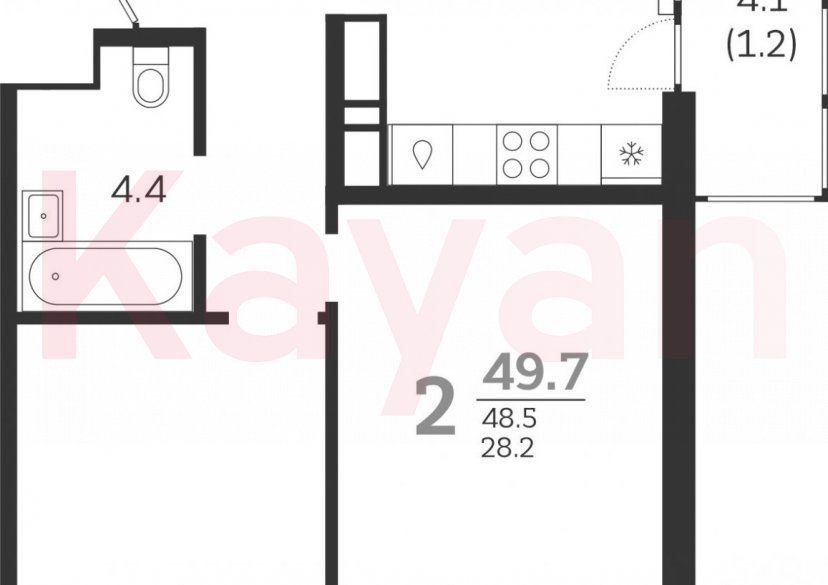 Продажа 2-комн. квартиры, 48.5 кв.м фото 0