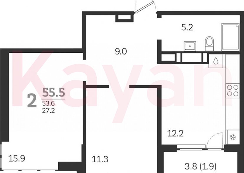 Продажа 2-комн. квартиры, 53.6 кв.м фото 0