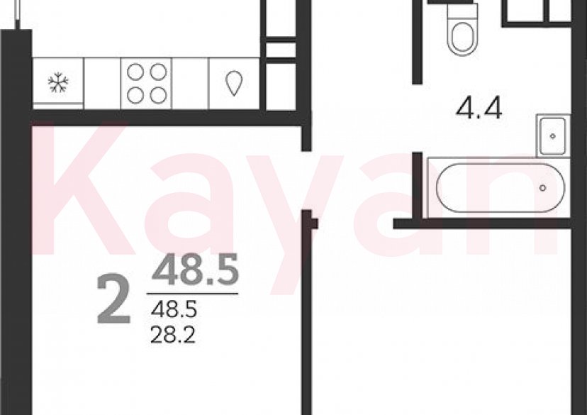 Продажа 2-комн. квартиры, 48.5 кв.м фото 0