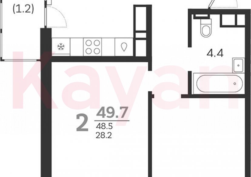 Продажа 2-комн. квартиры, 48.5 кв.м фото 0