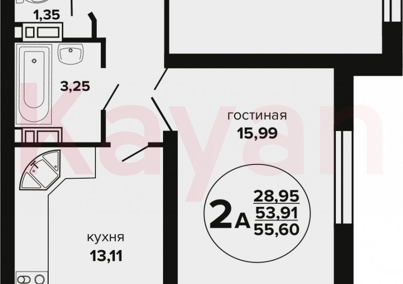 Продажа 2-комн. квартиры, 53.91 кв.м фото 0